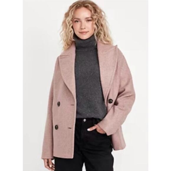 Old Navy Jackets & Blazers - Old Navy Pink Heather Oversized Double-Breasted Classic Casual Pea Coat